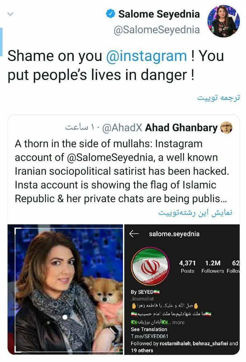چه کسی اینستاگرام سالومه سیدنیا را هک کرد؟ +عکس اخبار سلبریتی ها, اخبار هک, ارتش سایبری ایران, اینستاگرام سالومه سیدنیا, بیوگرافی سالومه سیدنیا, دروغ سلبریتی ها, شوهر سالومه سیدنیا, هک اینستاگرام, هک پسورد اینستاگرام, هکر ایرانی, هکرهای معروف