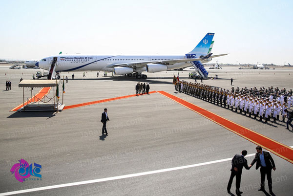 هواپیمای جدید حامل رئیس جمهوری در نشست هفتادم مجمع عمومی سازمان ملل در شهریور ۹۴
